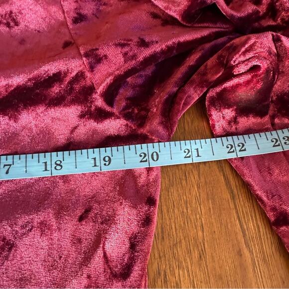 MELLODAY Crushed Velvet Ruched Long Sleeve Top Burgundy Lrg Whimsigoth Witchy - Picture 15 of 16